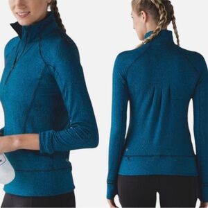 Lululemon Run Swiftly ½ Zip Pullover Spray Jacquard Shocking Blue Black Size 6